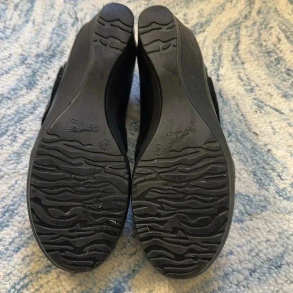 Dansko Ruby Burnished Nappa Leather Mary Jane Wedge Pump Shoes Black Women's 40 - Picture 5 of 5